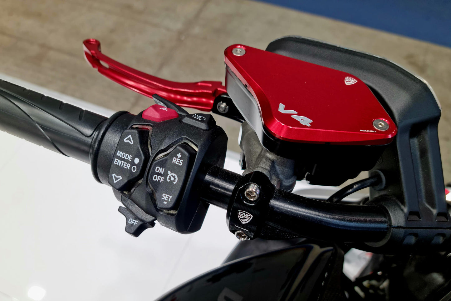 CNC Racing 'Touch Bicolor' Front Brake & Clutch Reservoir Caps for Ducati Diavel V4