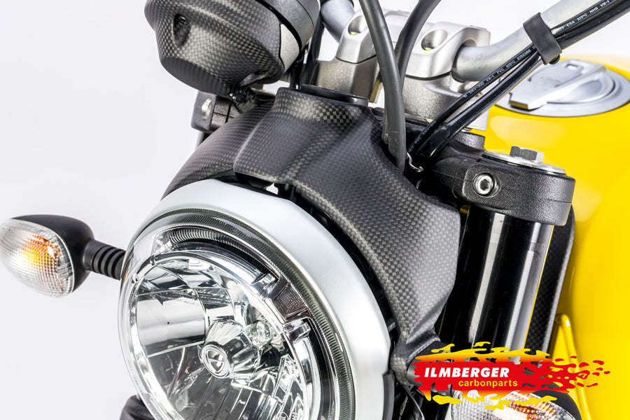 Ilmberger Carbon Headlight Cover for the Ducati Scrambler Icon / Scrambler Full Throttle '14-25 / Scrambler Classic '14-20 ETC