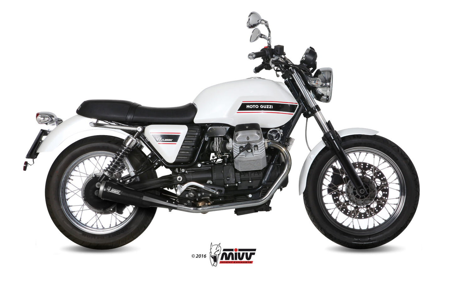 MIVV 2 Slip-on, Ghibli Black, Standard Exhaust For Moto Guzzi V7 Classic / Special 2008-2016