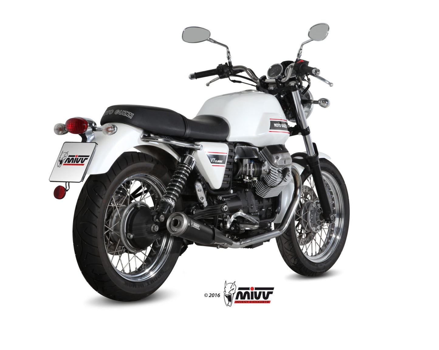 MIVV 2 Slip-on, Ghibli Black, Standard Exhaust For Moto Guzzi V7 Classic / Special 2008-2016