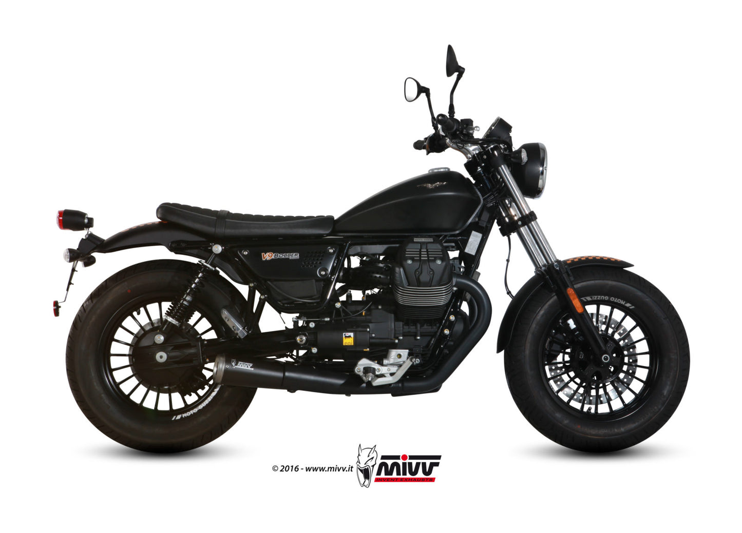 MIVV 2 Slip-on, Ghibli Black, Standard Exhaust For Moto Guzzi V9 Bobber/ Roamer 2016-2022