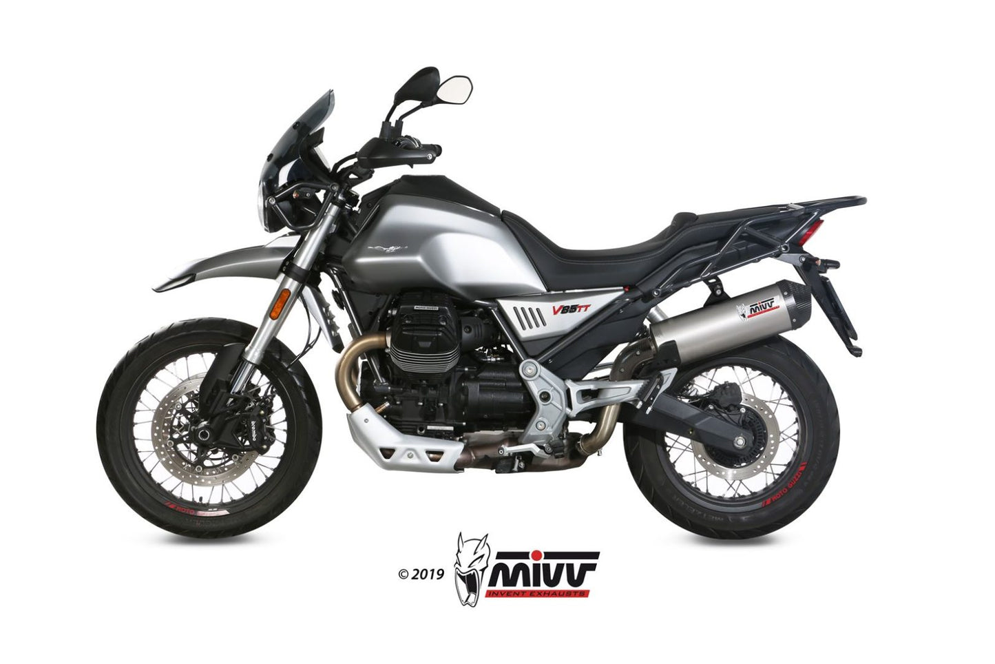 MIVV Slip-on, Oval Titan, Standard Exhaust For Moto Guzzi V85 TT 2019-2022