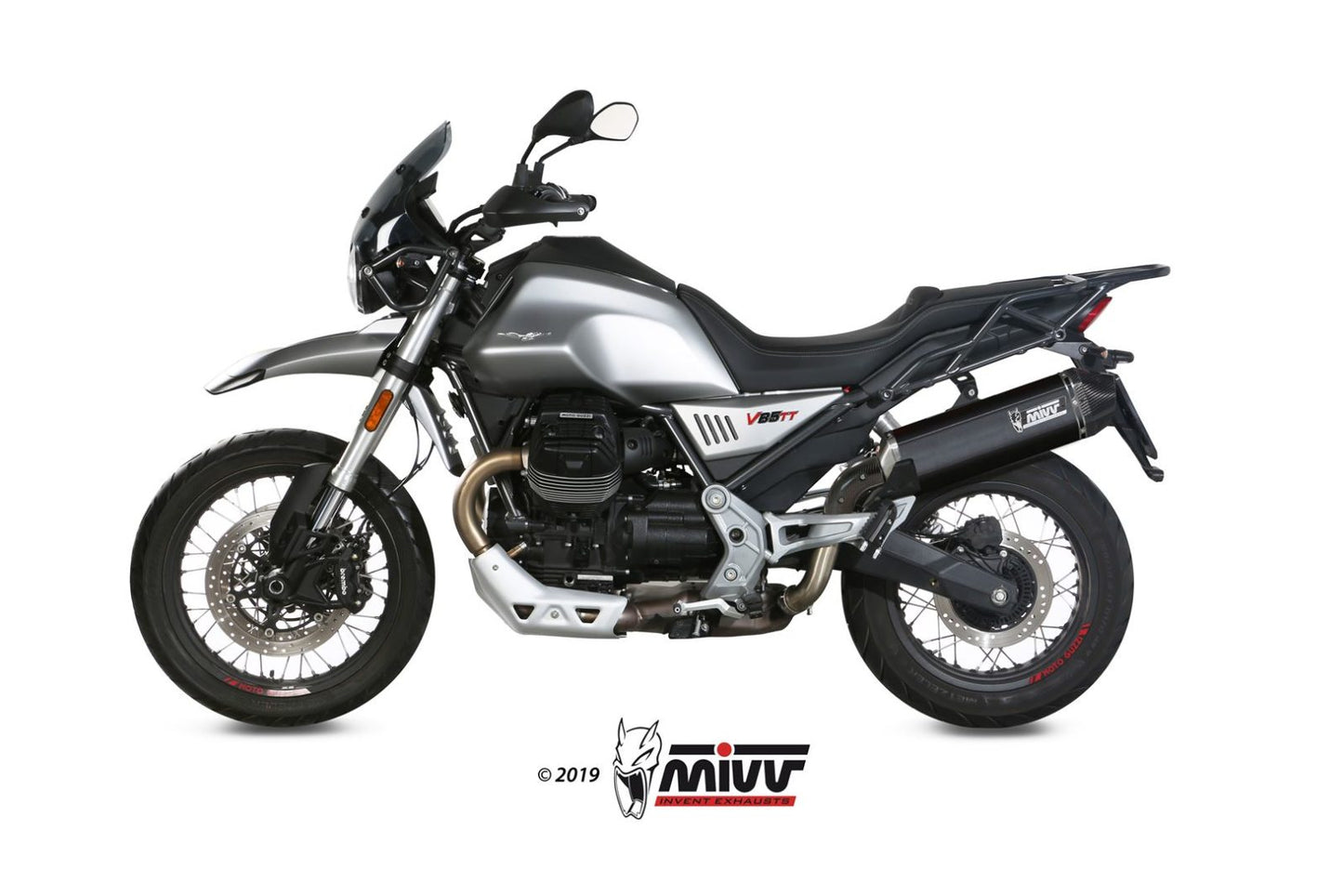 MIVV Slip-on, Speed Edge Black, Standard Exhaust For Moto Guzzi V85 TT 2019-2022