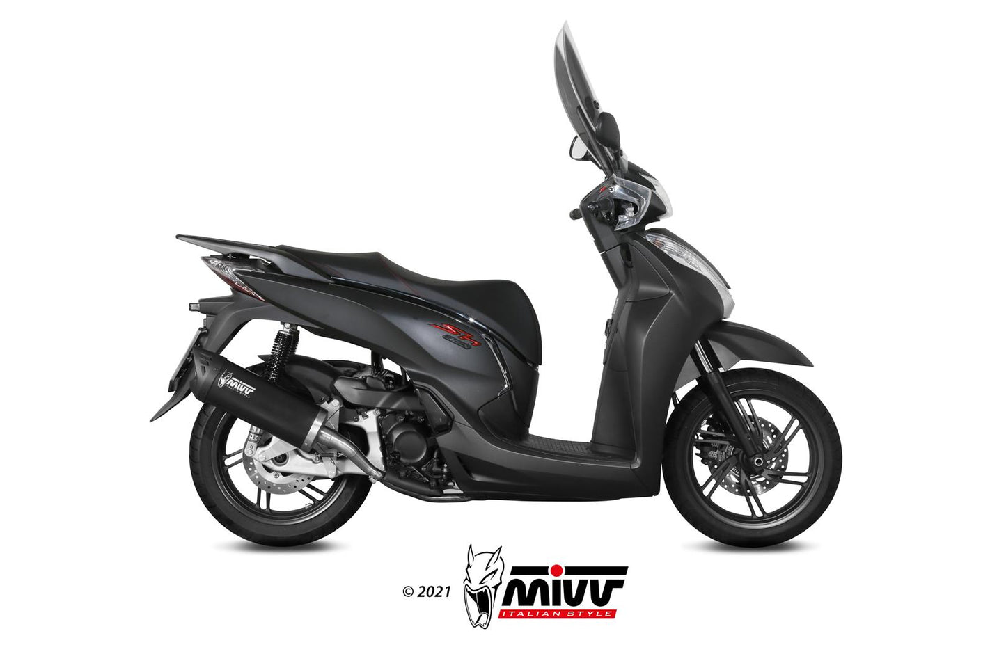 MIVV Slip-on, Mover Black, Standard Exhaust For Honda SH300 2007-2021