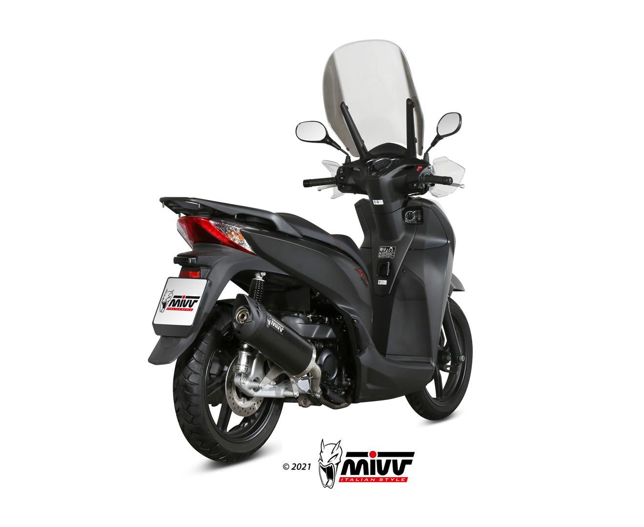 MIVV Slip-on, Mover Black, Standard Exhaust For Honda SH300 2007-2021