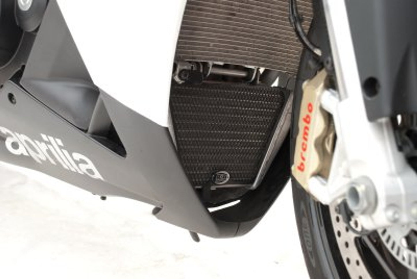 R&G Racing Oil Cooler Guard for Aprilia Tuono V4 1100 Factory / 1100 RR '05-'22, Factory Aprc '10-'15, R '09-'20, R Aprc '09-'18, RSV4-R '09-'20, RSV4 Factory '02-'18