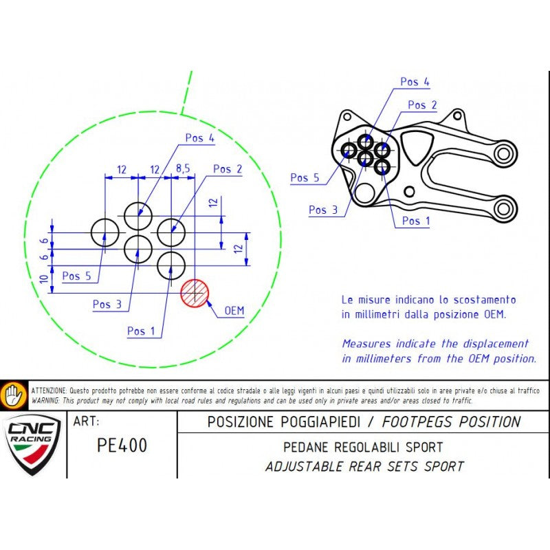 CNC Racing TROY BAYLISS LIMITED EDITION RPS Adjustable Rearset for the Ducati Panigale 899 / 959 / 1199 / 1299 / V2