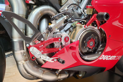 CNC Racing PRAMAC RACING LIMITED EDITION RPS Adjustable Rearset for the Ducati Panigale V4 / S / R - with Carbon Heel guard