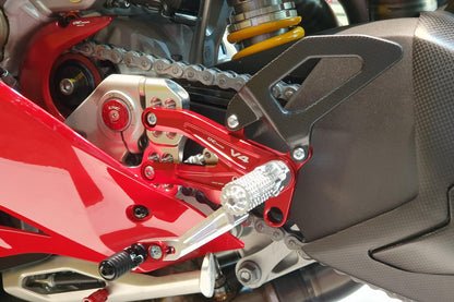 CNC Racing PRAMAC RACING LIMITED EDITION RPS Adjustable Rearset for the Ducati Panigale V4 / S / R - with Carbon Heel guard