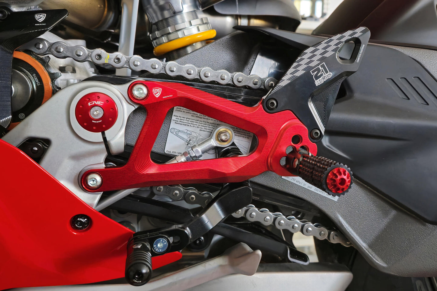 CNC Racing TROY BAYLISS LIMITED EDITION Adjustable Rearset for the Ducati Panigale V4 / S (2025+)