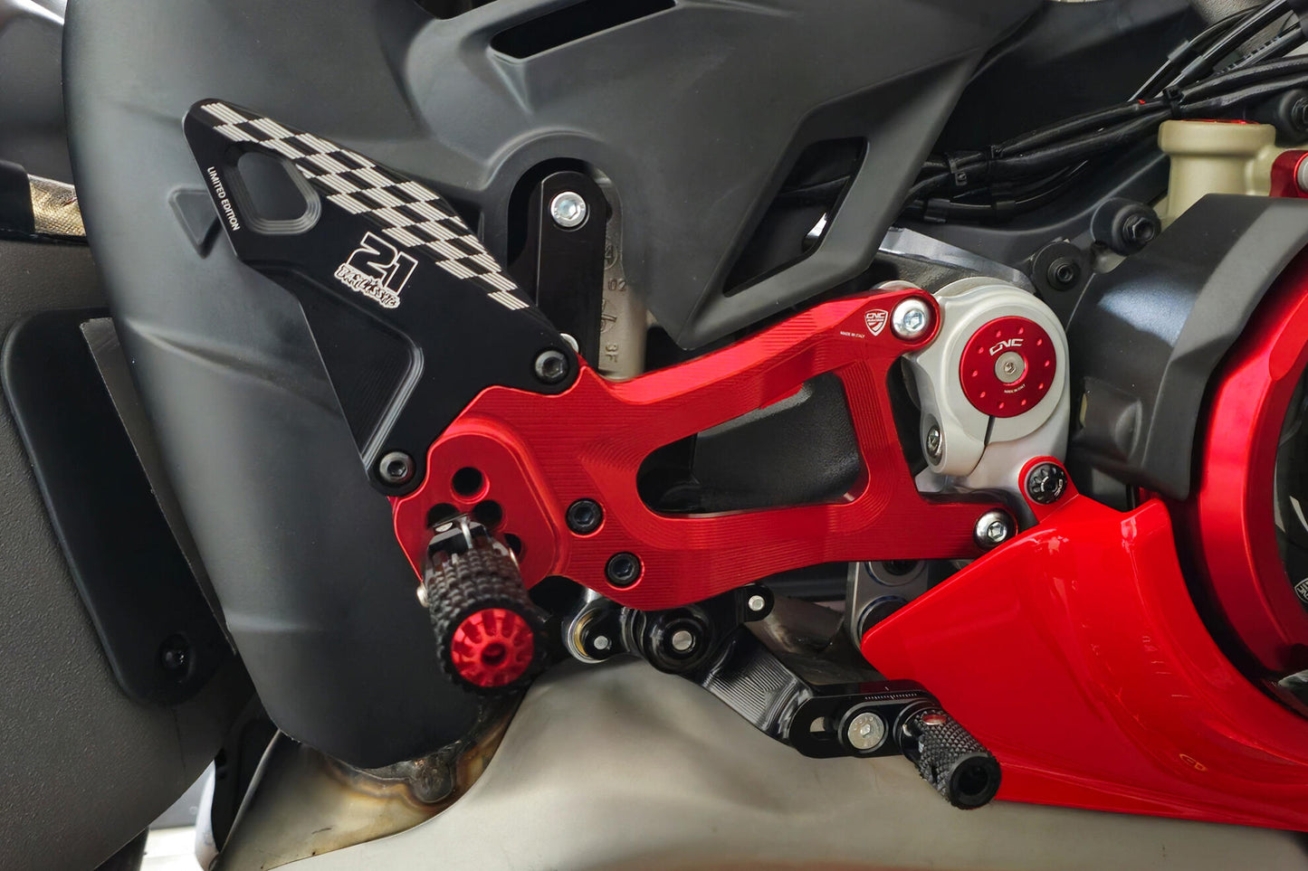 CNC Racing TROY BAYLISS LIMITED EDITION Adjustable Rearset for the Ducati Panigale V4 / S (2025+)