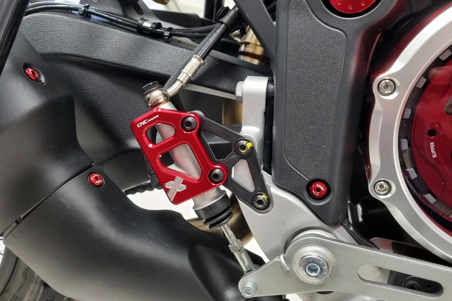 CNC Racing Rear Brake Master Cylinder Protector for the Ducati DesertX