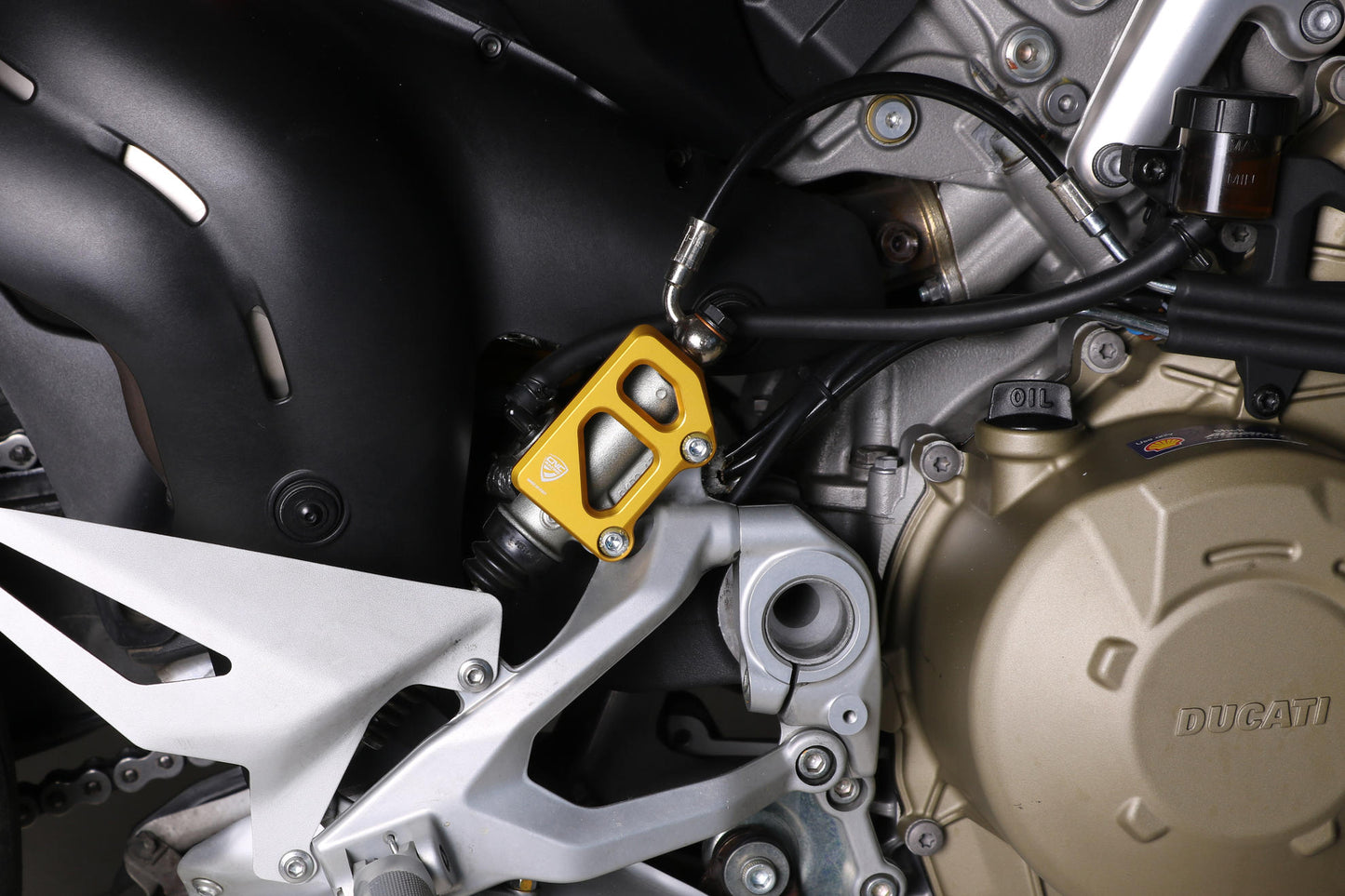 CNC Racing Rear Brake Master Cylinder Protector for OE Ducati Rearsets and Certain CNC Rearsets - PE406, PE407, PE408, PE409, PE410