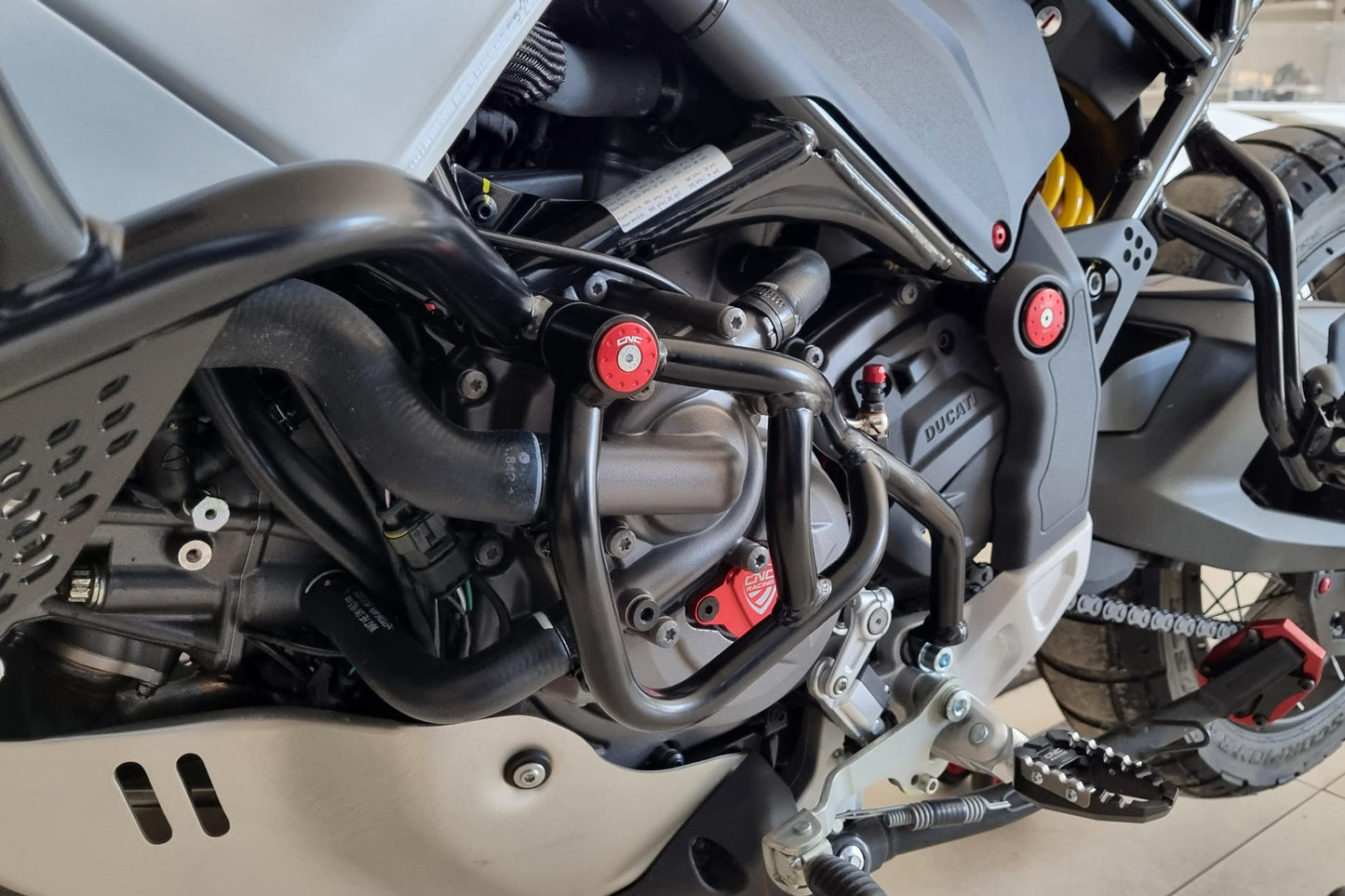 CNC Racing Water Pump Crash Bar Engine Protector for the Ducati DesertX