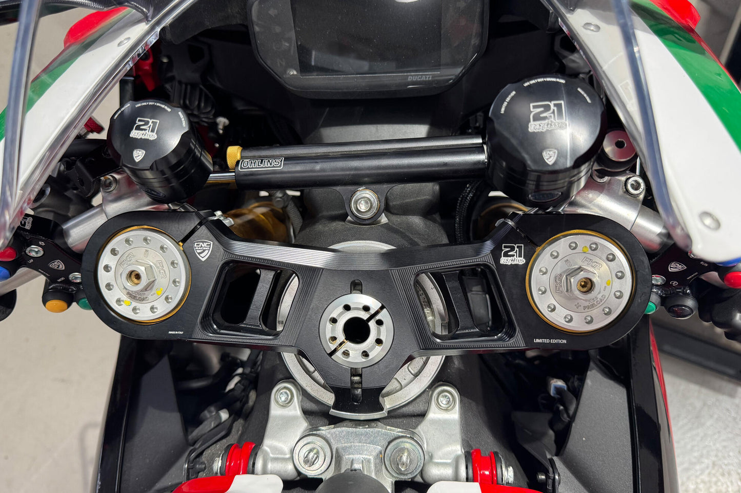 CNC Racing TROY BAYLISS LIMITED EDITION Upper Triple Clamp Kit for Ducati Panigale V2 (2020+) and 1299/1199 S/R/Superleggera, and 899/959