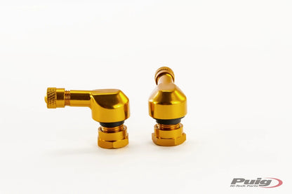 PUIG Billet 90 Degree Valve Stems - 11mm for Honda, Kawasaki, Suzuki, Yamaha, and other Asian Models