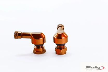 PUIG Billet 90 Degree Valve Stems - 11mm for Honda, Kawasaki, Suzuki, Yamaha, and other Asian Models