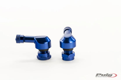 PUIG Billet 90 Degree Valve Stems - 11mm for Honda, Kawasaki, Suzuki, Yamaha, and other Asian Models