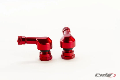 PUIG Billet 90 Degree Valve Stems - 11mm for Honda, Kawasaki, Suzuki, Yamaha, and other Asian Models