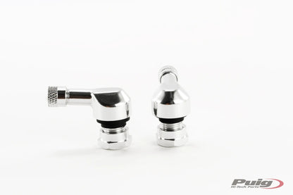 PUIG Billet 90 Degree Valve Stems - 11mm for Honda, Kawasaki, Suzuki, Yamaha, and other Asian Models