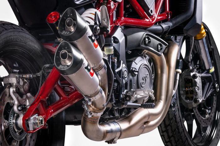 QD Exhaust Twin GUNSHOT Exhaust for the Indian FTR 1200 (Flat Track Racer) (18-20 Euro 4 only)