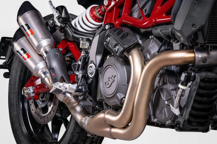 QD Exhaust Twin GUNSHOT Exhaust for the Indian FTR 1200 (Flat Track Racer) (18-20 Euro 4 only)