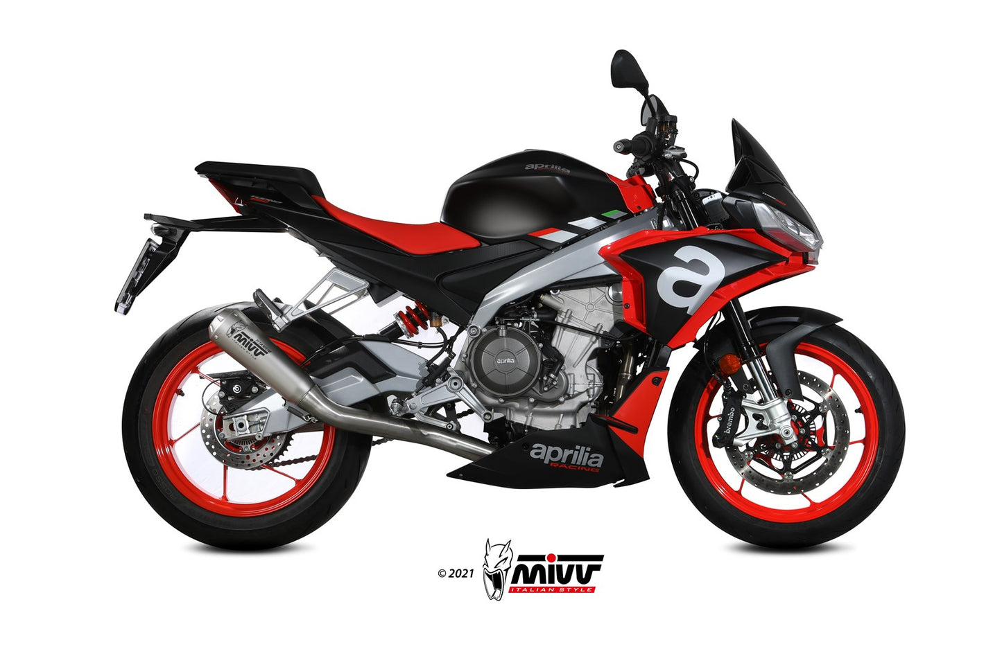 MIVV Full System 1x1, X-M1 Titan, Alto/High up Exhaust For Aprilia Tuono 660 21, RS 660 20-21