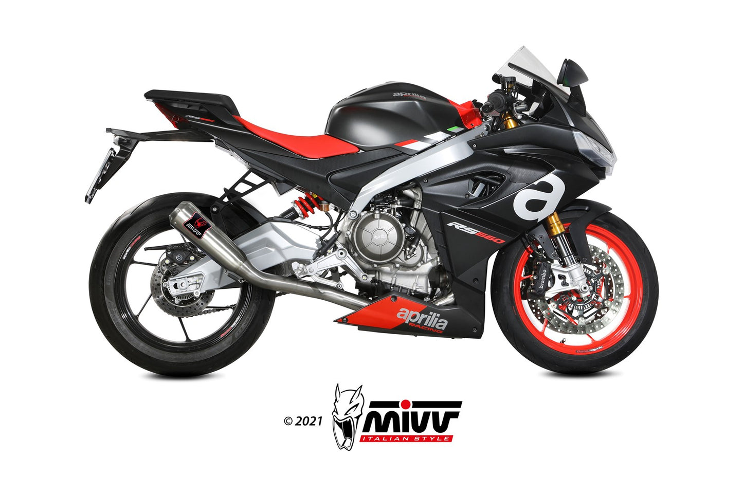 MIVV Full System 1x1, X-M1 Titan, Alto/High up Exhaust For Aprilia Tuono 660 21, RS 660 20-21