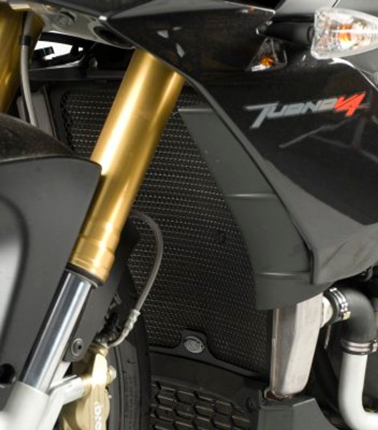 R&G Racing Radiator Guard for the Aprilia Tuono V4 R/Aprc '11-'20 / Tuono V4 1100 Factory/Tuono V4 1100 RR '11-'22 / Tuono V4 Factory Aprc '11-'15