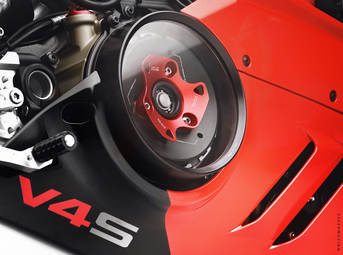 Rizoma Clear Wet Clutch Cover kit - OILQUARIUM for the Ducati Panigale / Streetfighter / Multistrada / Diavel V4