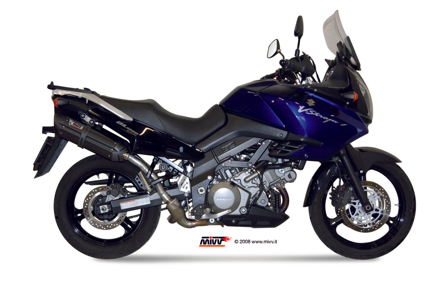 MIVV 2 Slip-on, Suono Black, Standard Exhaust For Suzuki DL V-Strom 1000 2002-2013