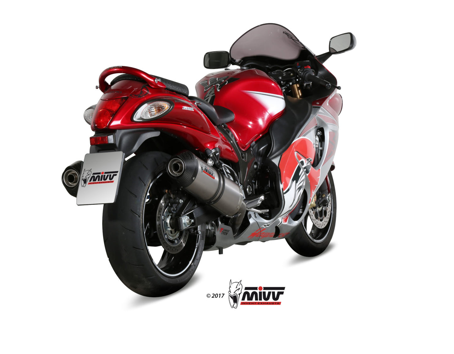 MIVV 2 Slip-on, Oval Titanium, Standard Exhaust For Suzuki Hayabusa 2008-2017