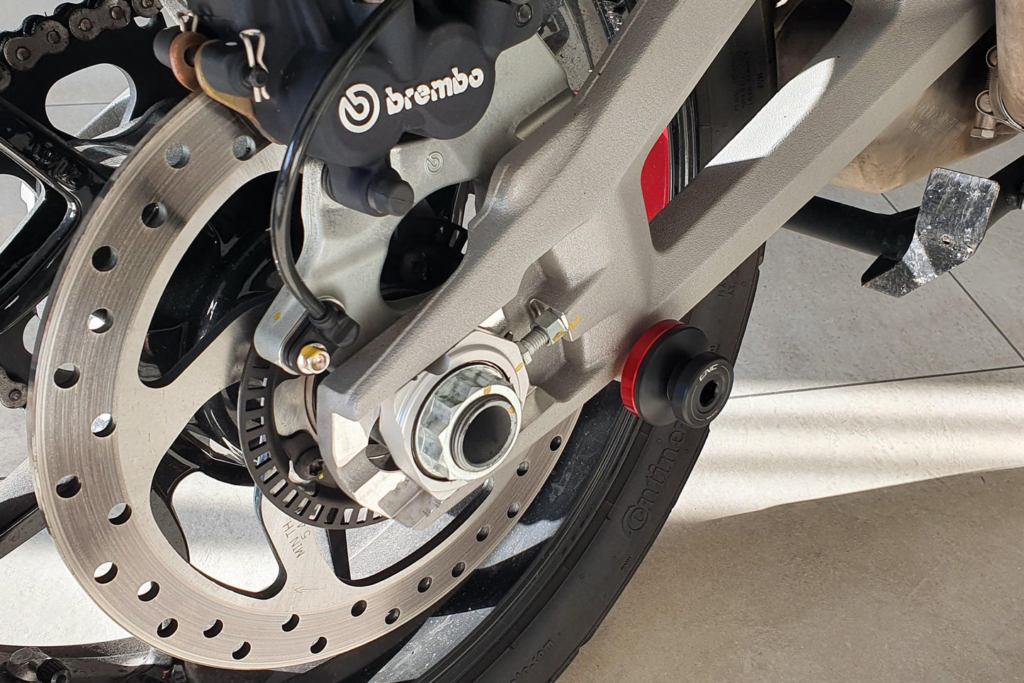 CNC Racing Large Delrin / Aluminum Swing Arm Spools for Ducati Mulitstrada V4 / 950 / 1200 / 1260 Enduro (M8 size)
