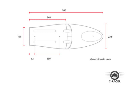 C-Racer "Long Classic C" edition Universal Cafe Racer Seat and Tail Fairing - SCR2.3