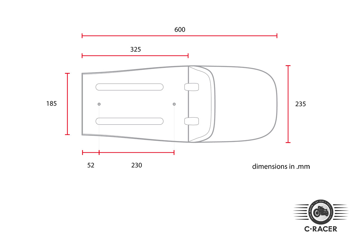 C-Racer T Classic Universal Cafe Racer Seat and Tail Fairing - SCR3