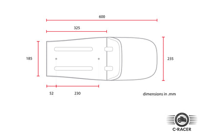 C-Racer T Classic Universal Cafe Racer Seat and Tail Fairing - SCR3