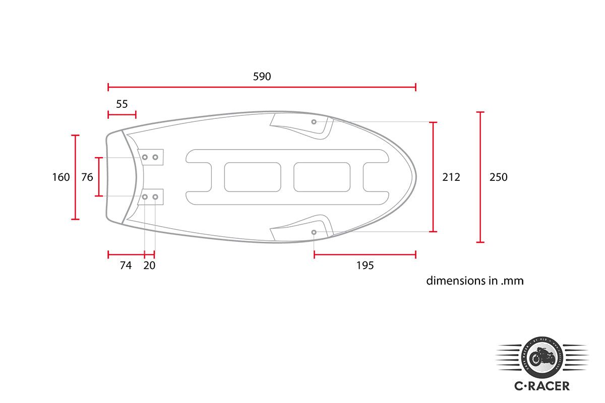 C-Racer Flat Scrambler Seat for the Yamaha SR400 / SR500 (pre Fuel Injection models) - SCRFSR