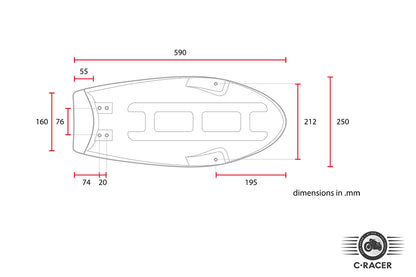 C-Racer Flat Scrambler Seat for the Yamaha SR400 / SR500 (pre Fuel Injection models) - SCRFSR