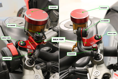 CNC Racing Aluminum Front Reservoir Brackets for Ducati Monster 1200 / 937 and Streetfighter V4 / V2