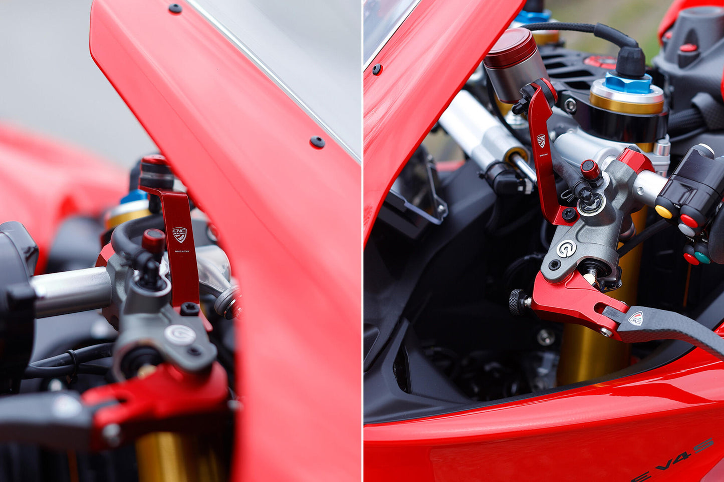 CNC Racing Aluminum Front Reservoir Brackets for the Ducati Panigale V4 (2025+)