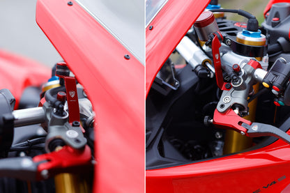 CNC Racing Aluminum Front Reservoir Brackets for the Ducati Panigale V4 (2025+)