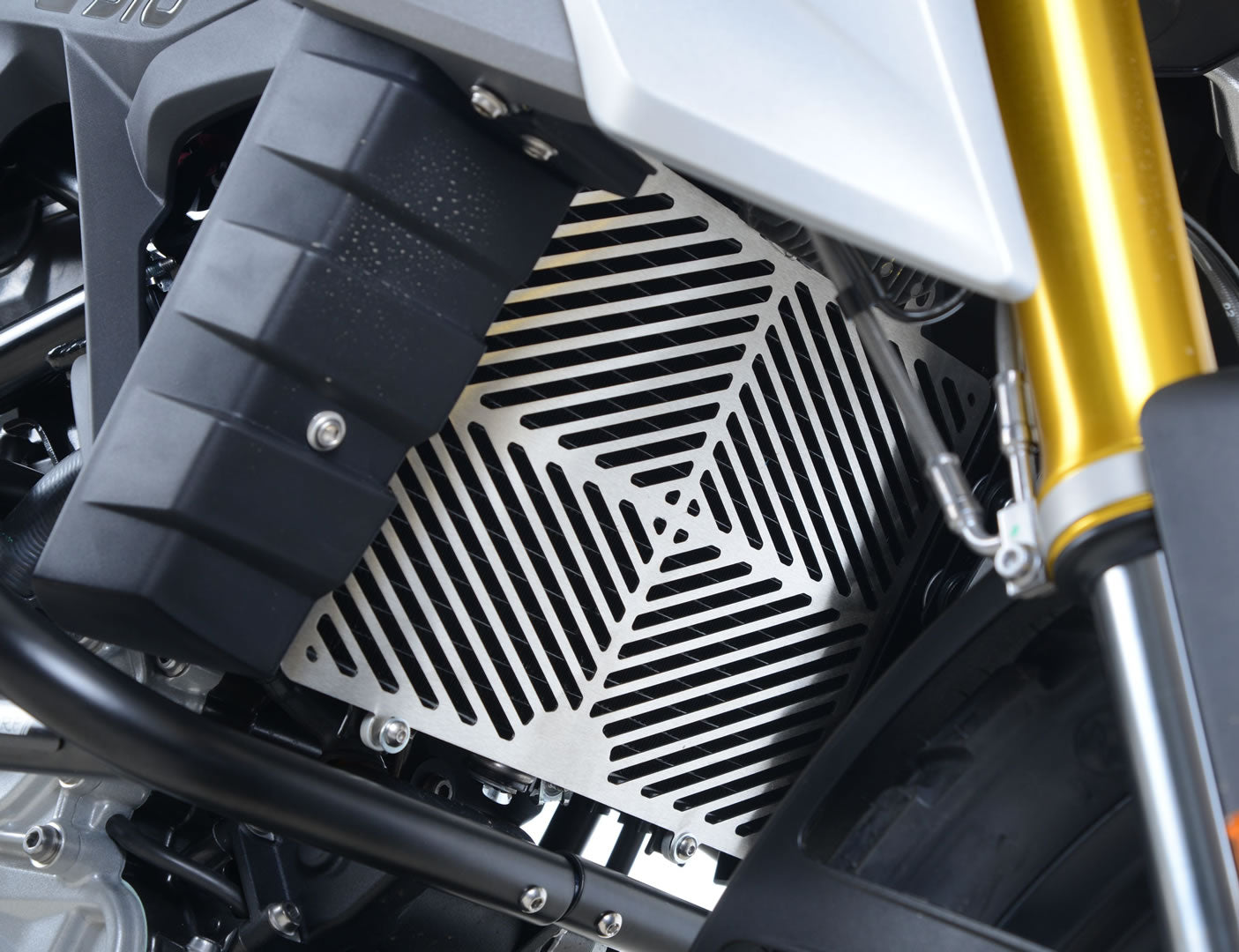 R&G Racing Stainless Steel Radiator Guard for the BMW G310R '17-19 and G310GS '17-19 models