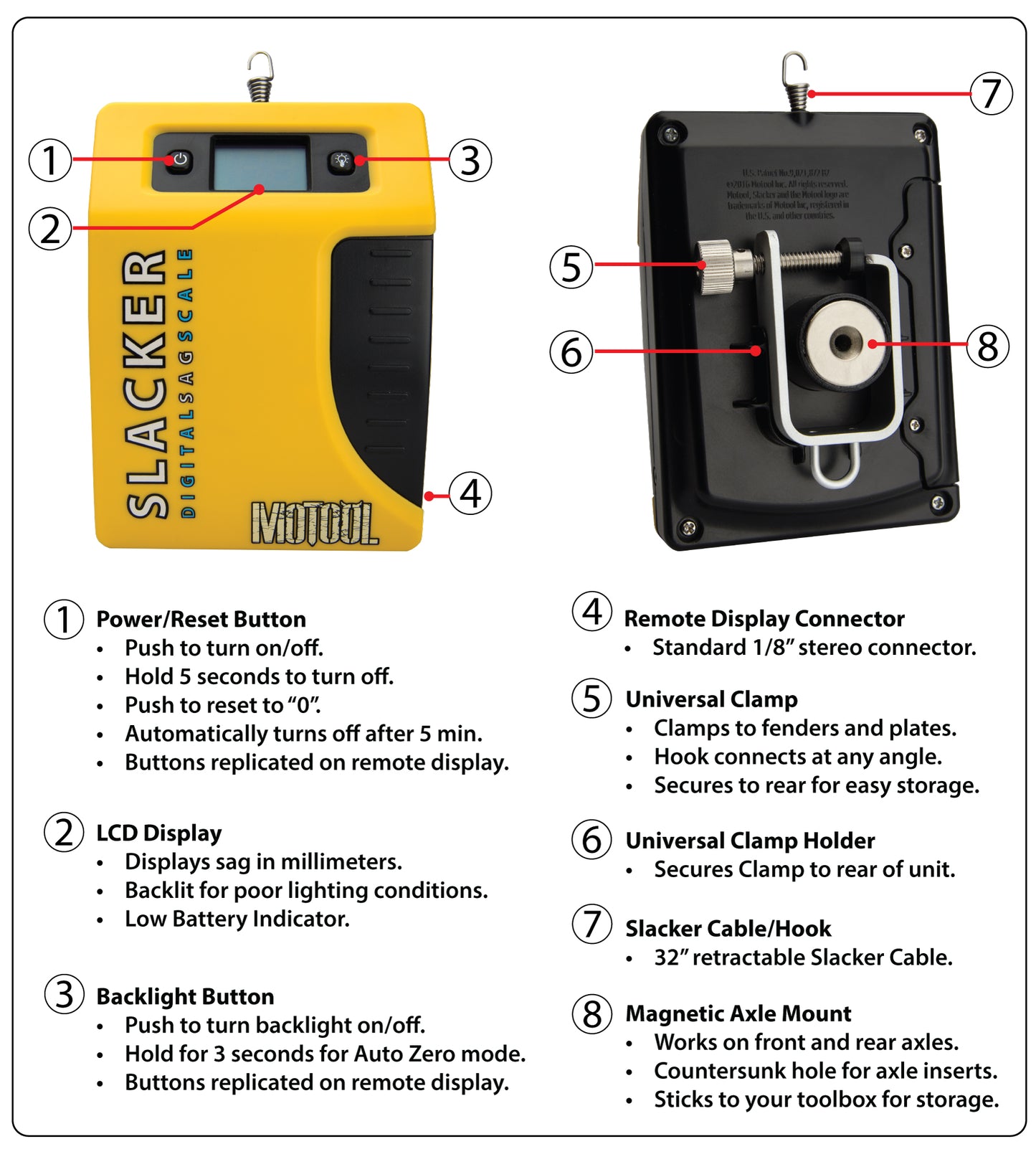 Motool Slacker Digital Sag Scale - V2 (for all street, dirt, touring, and competition uses!)