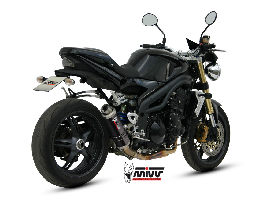MIVV Slip-on, GP Black, Low Down Exhaust For Triumph Speed Triple 1050 2005-2006
