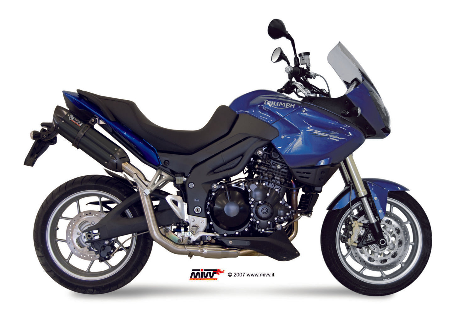 MIVV Slip-on, Suono Black, Standard Exhaust For Triumph Tiger 1050 2007-2013