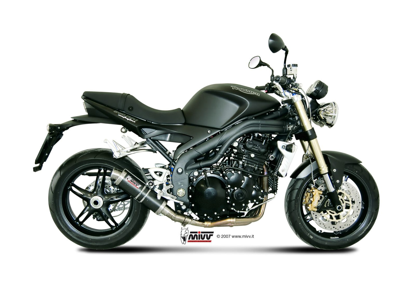 MIVV Slip-on, GP Carbon, Low Down Exhaust For Triumph Speed Triple 1050 2007-2010