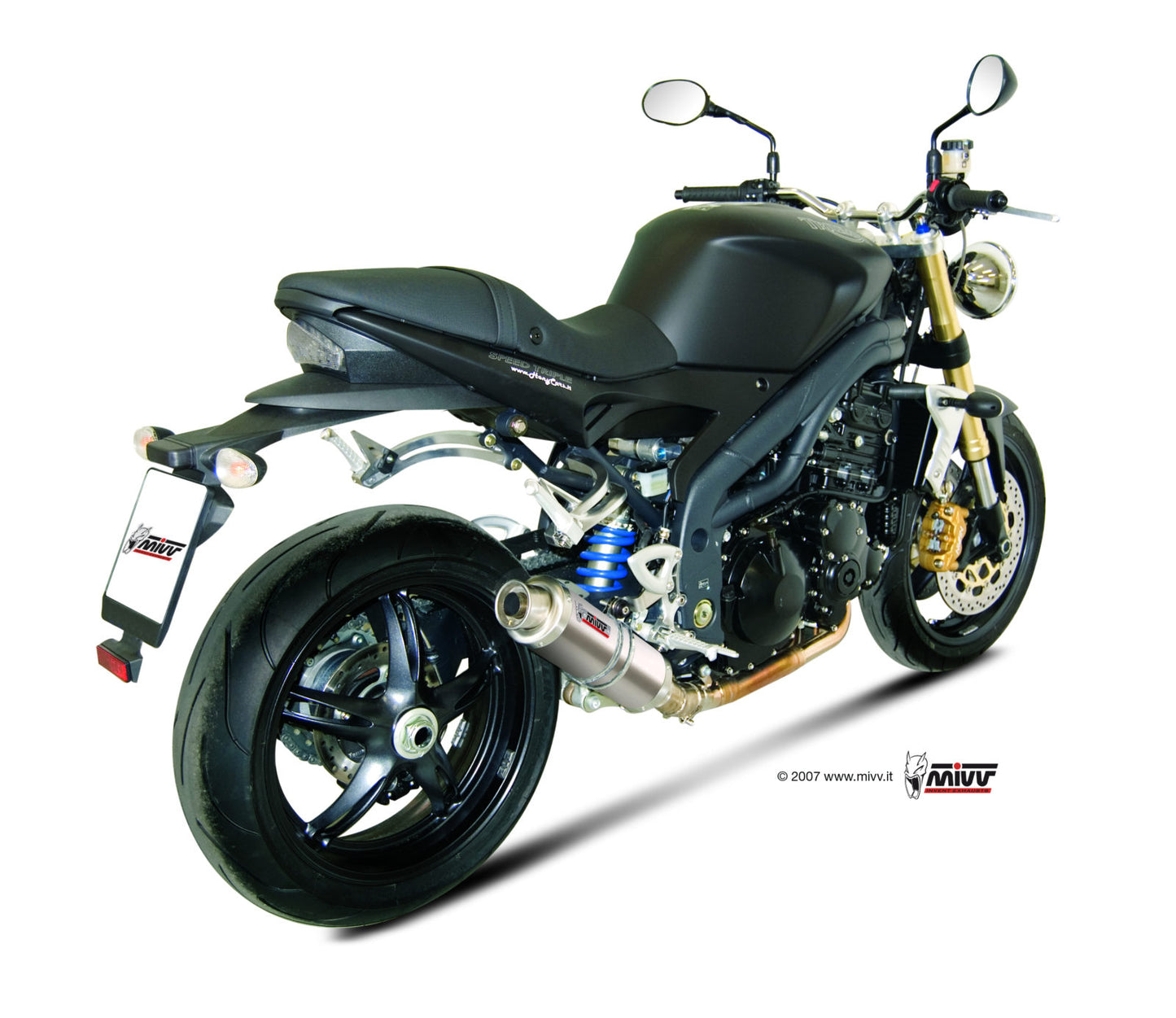 MIVV Slip-on, GP Titan, Low Down Exhaust For Triumph Speed Triple 1050 2007-2010