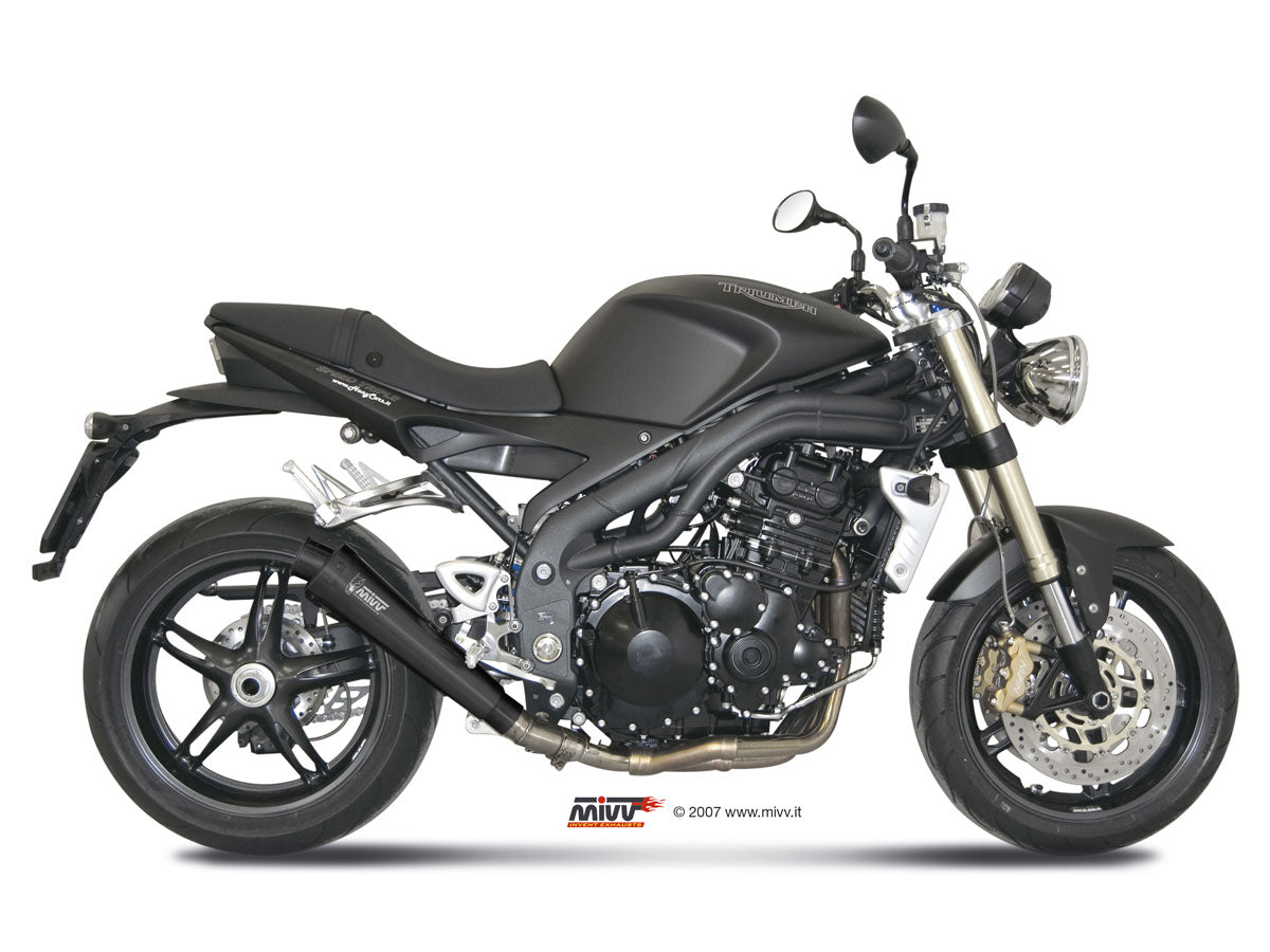 MIVV Slip-on, X-cone Black, Low Down Exhaust For Triumph Speed Triple 1050 2007-2010