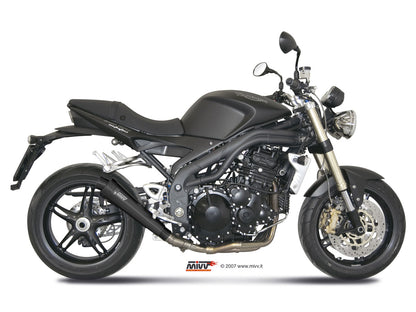 MIVV Slip-on, X-cone Black, Low Down Exhaust For Triumph Speed Triple 1050 2007-2010