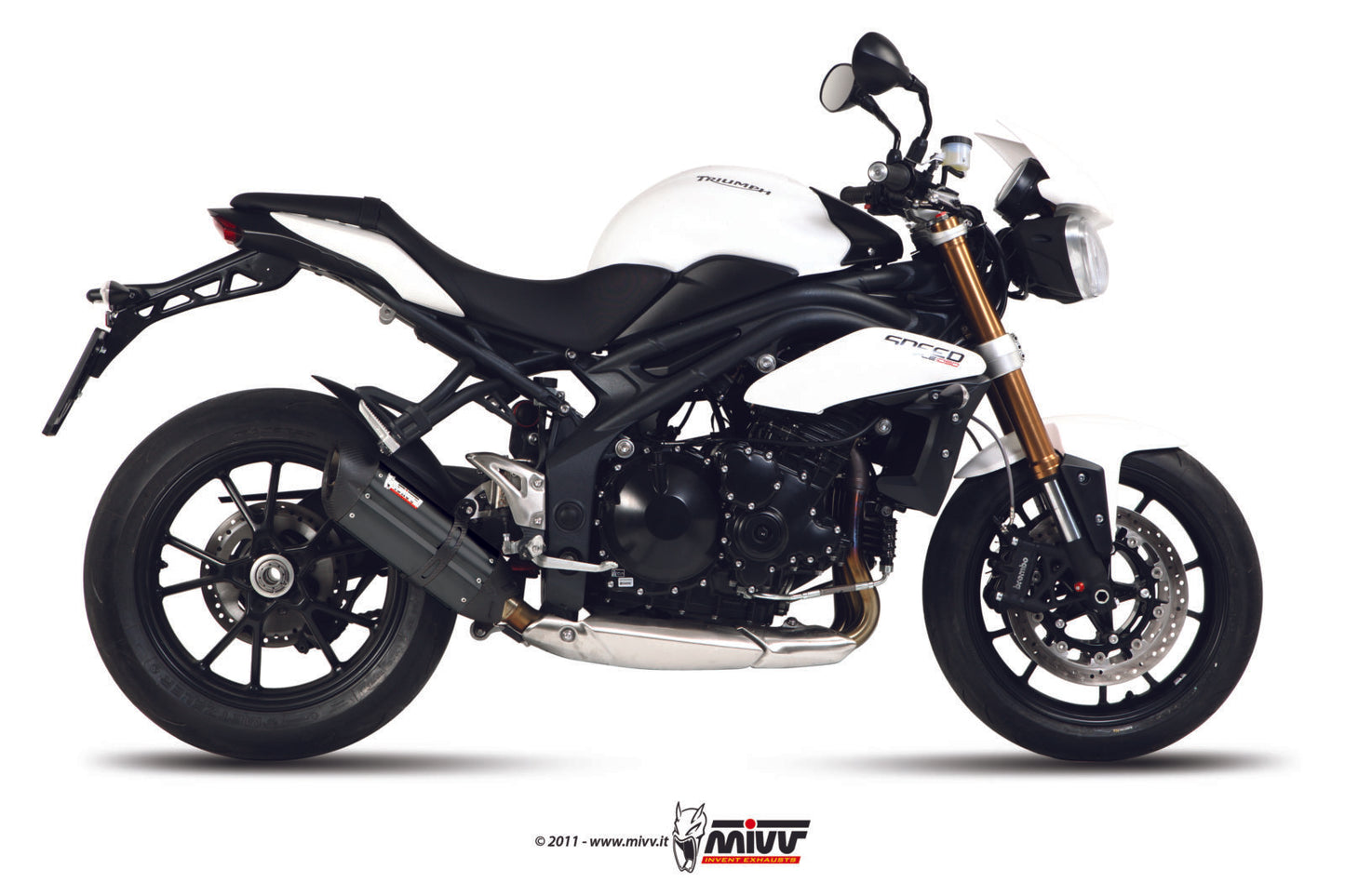MIVV Slip-on, Suono Black, Low down Exhaust For Triumph Speed Triple 1050 2011-2015